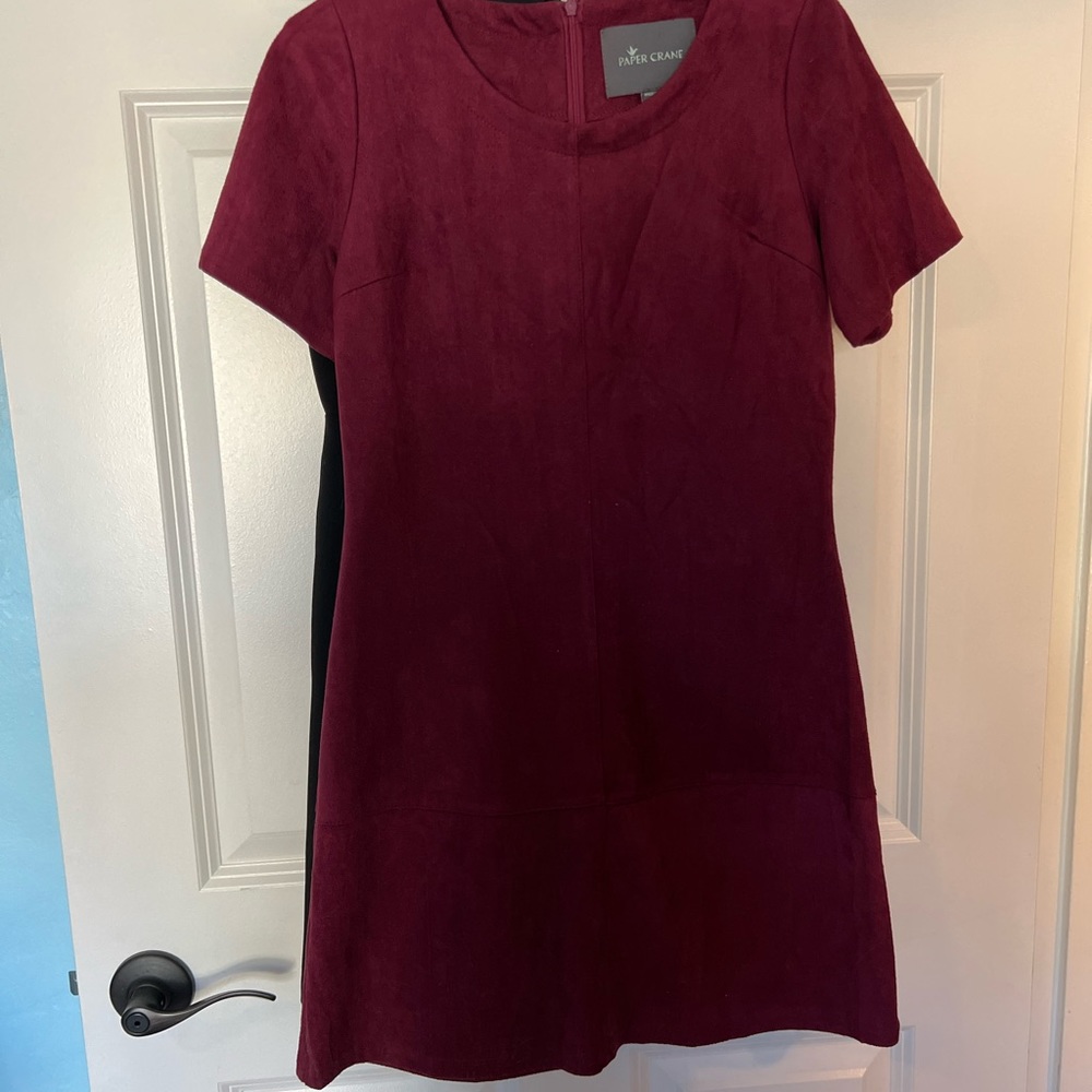 Burgundy suede dress